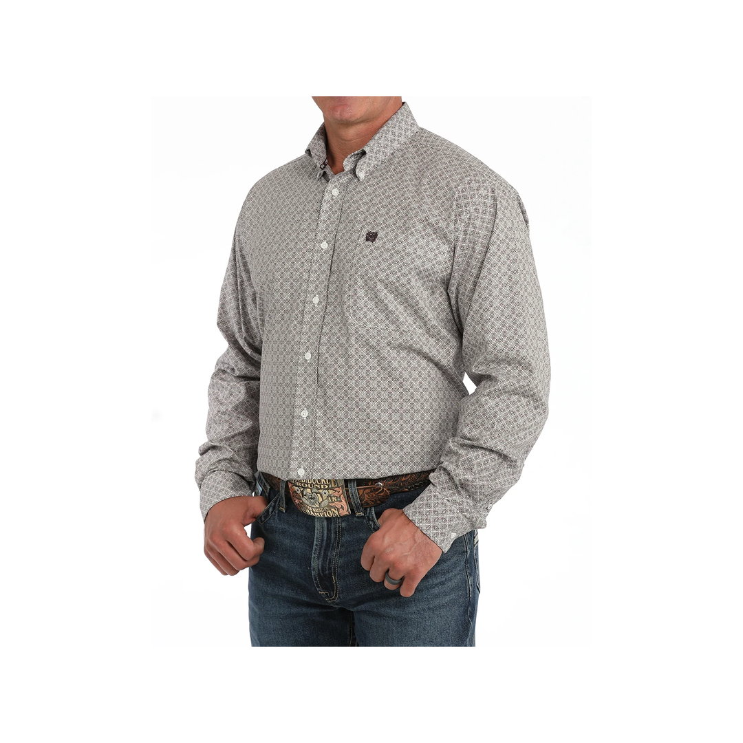 Cinch Men's Purple Geoprint Button Up Shirt