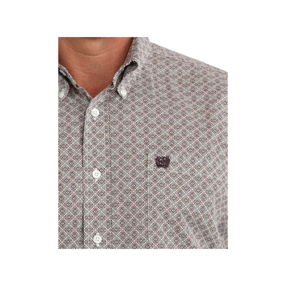 Cinch Men's Purple Geoprint Button Up Shirt