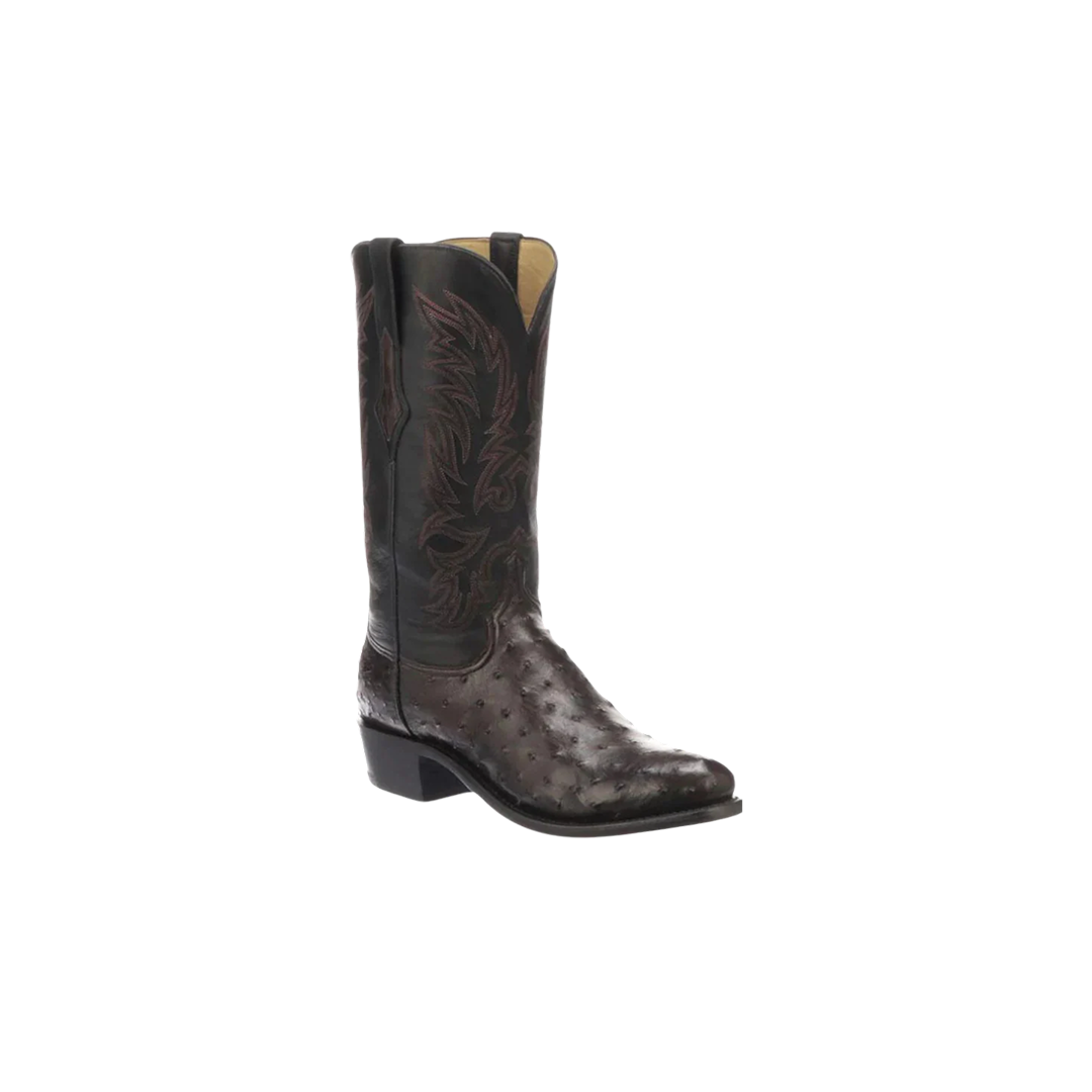 Lucchese Men's Elgin Ostrich Boots - Black Cherry