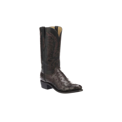Lucchese Men's Elgin Ostrich Boots - Black Cherry