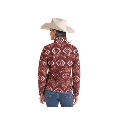 Rock & Roll Denim Women's Berber Aztec Print Snap Sherpa Lined Jacket