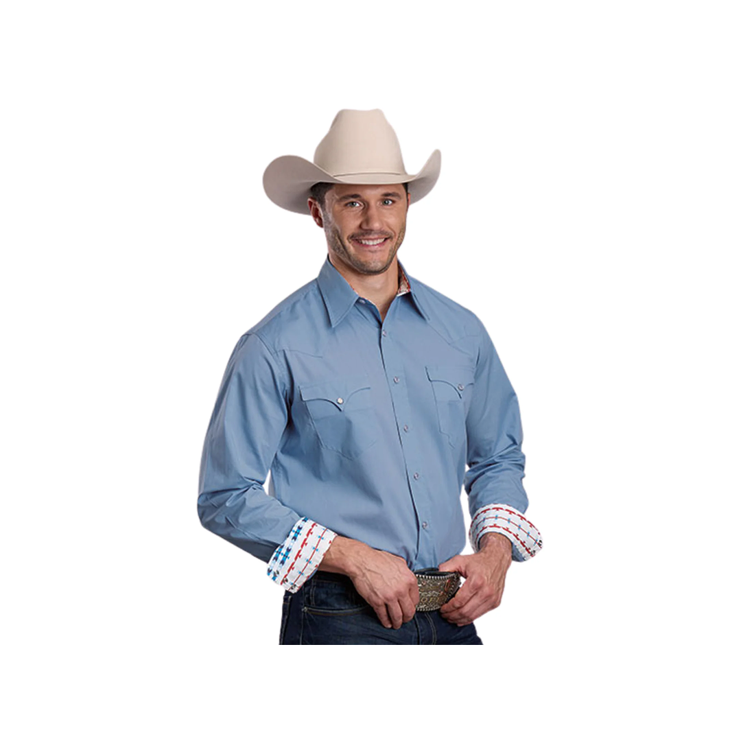 Roper Men's Performance Western Snap Chambray Blue Shirt weis-western-wear