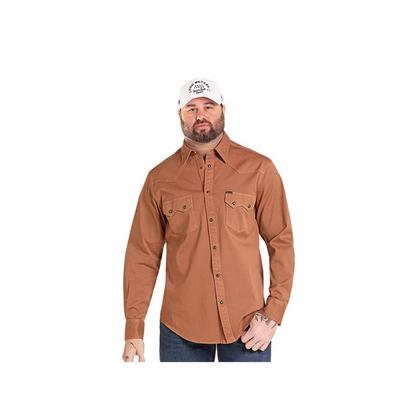 Rock & Roll Denim Men's Solid Camel Snap Long Sleeve Western Shirt