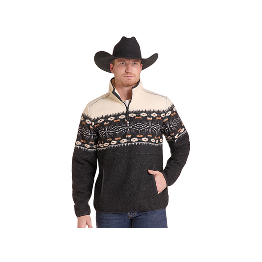 Panhandle Slim Men's 1/4 Zip Aztec Print Fleece Sweater