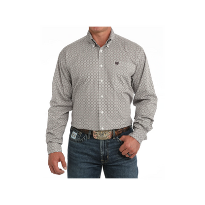 Cinch Men's Purple Geoprint Button Up Shirt