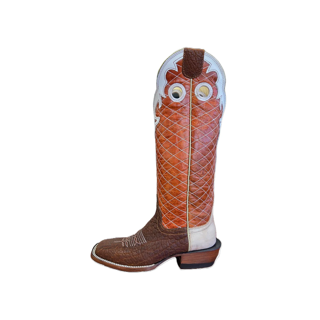 Hondo Men's Honey Bullhide Rawhide Heel Square Toe 16" Cowboy Boots weis-western-wear