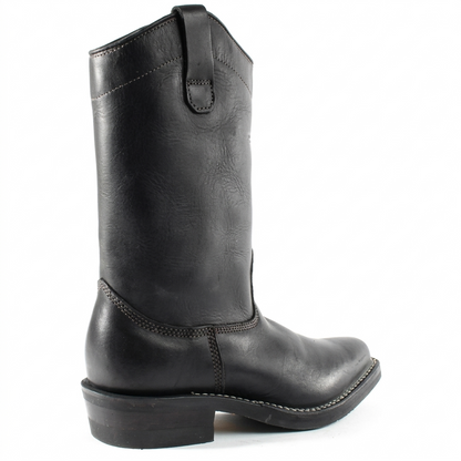 Viberg 11-inch Stallion Chop Toe western pull-on boot in brown leather, three-quarter front view.