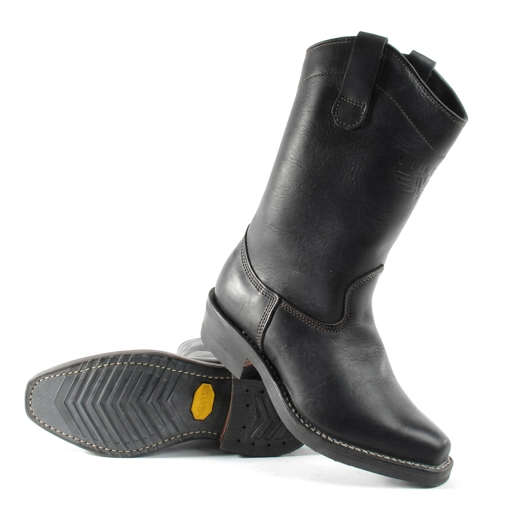 Viberg 11-inch Stallion Chop Toe western pull-on boot showing close-up of the clean, low-profile chop toe box.