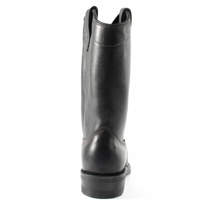 Viberg 11-inch Stallion Chop Toe western pull-on boot, bottom-up view of the heavy-duty leather and rubber outsole.