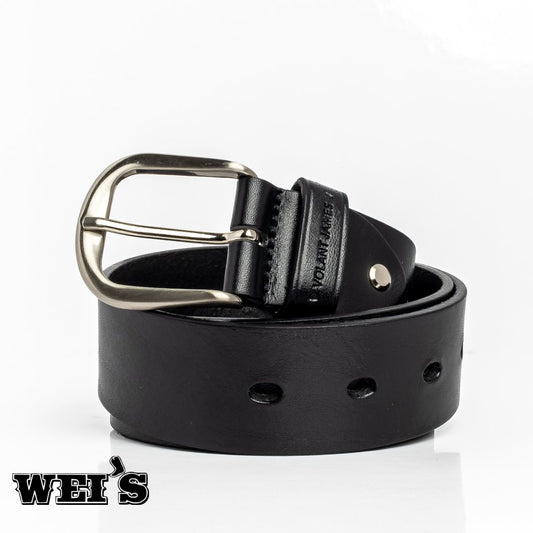 Volant James Leather Belt Distressed Black/Brown Belts 250426 250427 - Volant James
