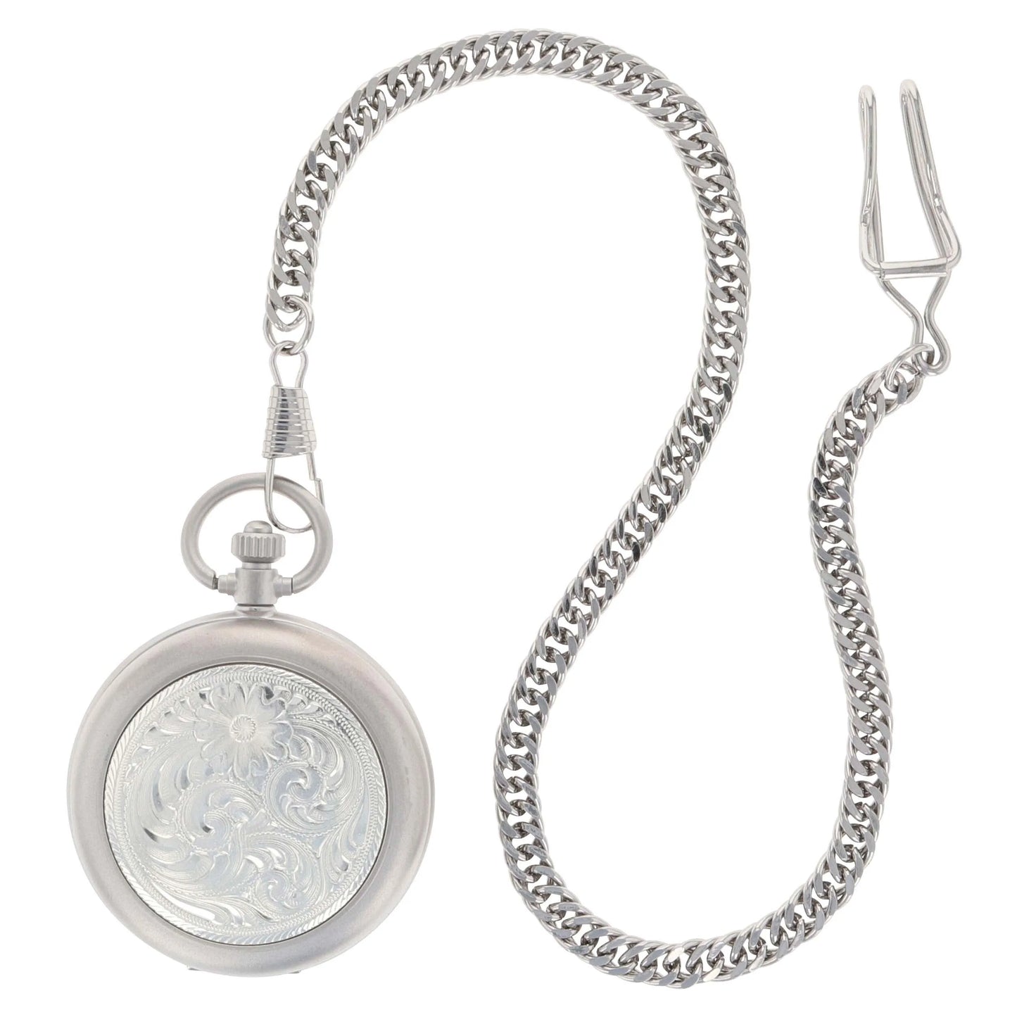 Montana Silver Engraved Silver, Small Silver Inlay, Pocket Watch