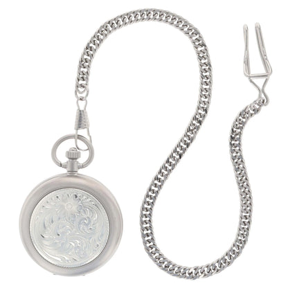 Montana Silver Engraved Silver, Small Silver Inlay, Pocket Watch
