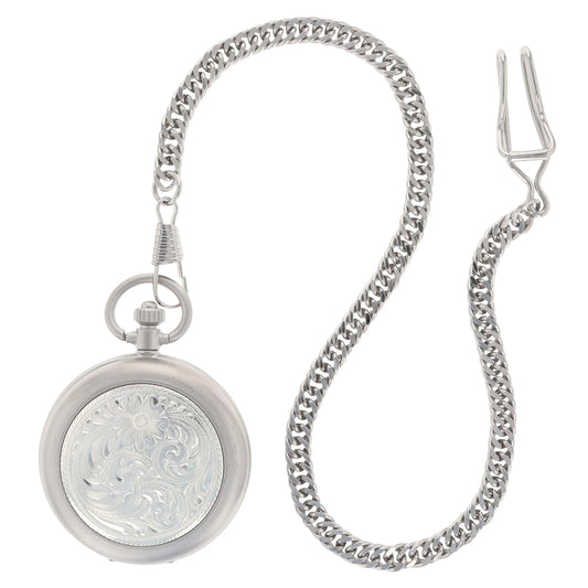 Montana Silver Engraved Silver, Small Silver Inlay, Pocket Watch