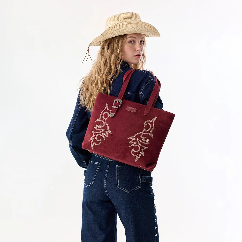 Wrangler Western Embroidered Buckle Tote Bag