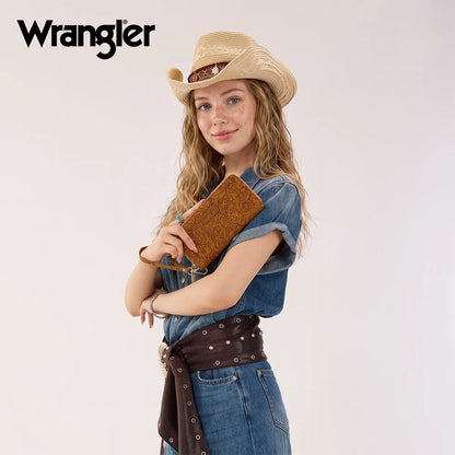 Wrangler Floral Tooled Wristlet RFID Wallet