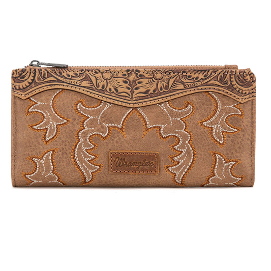 Wrangler Wrangler Embroidered Bi-Fold Wallet - Khaki weis-western-wear