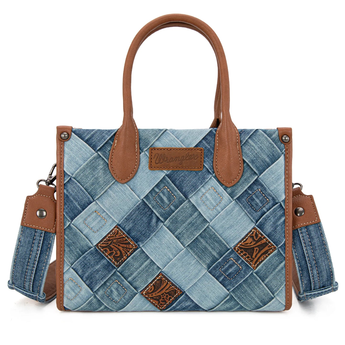 Montana West Wrangler Woven Denim Tote/Crossbody Bag weis-western-wear