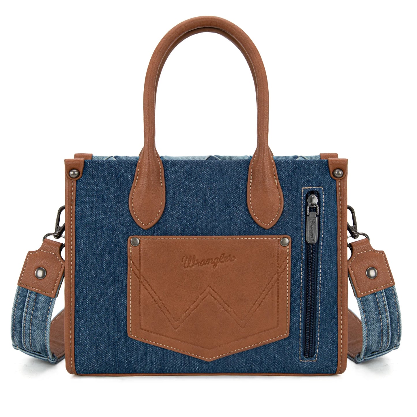 Montana West Wrangler Woven Denim Tote/Crossbody Bag weis-western-wear