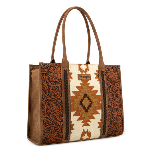 Aztec Pattern Print Concealed Carry Large Tote - Brown weis-western-wear