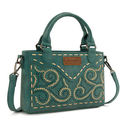 Wrangler Embroidered Swirl Mini Satchel/ Crossbody - Turquoise