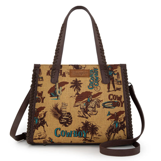 Wrangler Vintage Retro Cowboy Cool Print Concealed Carry Satchel/Crossbody - Dark Yellow weis-western-wear