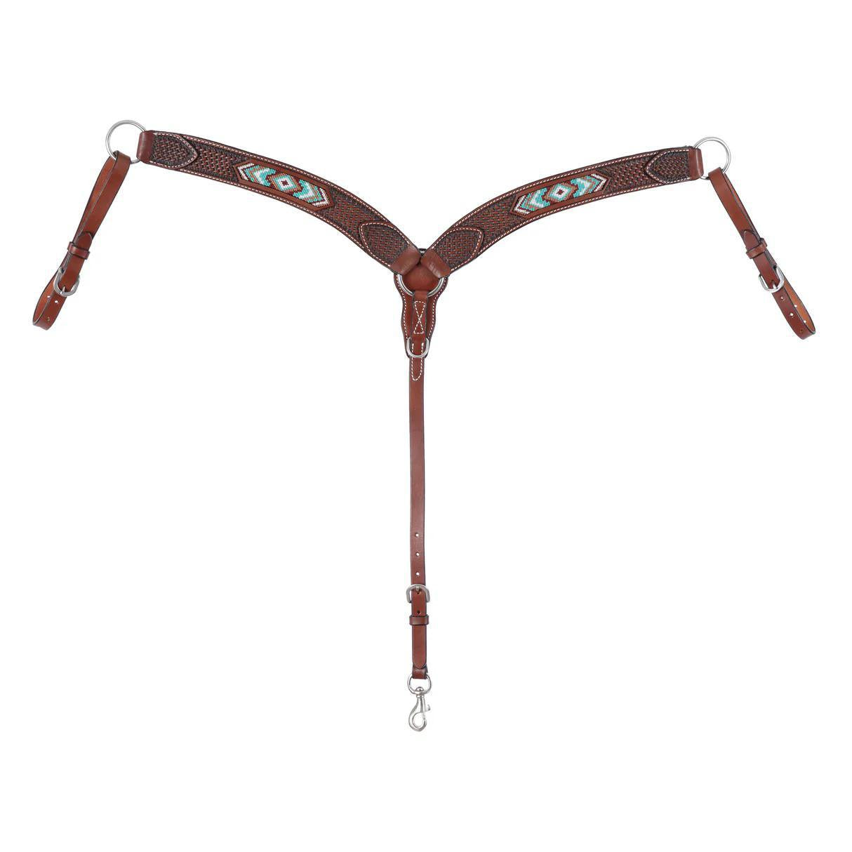 Weaver Leather Beaded Contoured Breast Collar, Chestnut