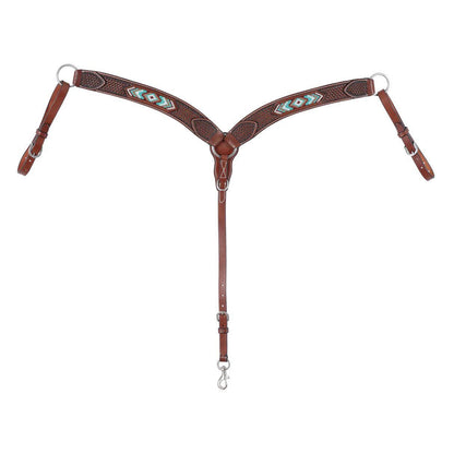 Weaver Leather Beaded Contoured Breast Collar, Chestnut