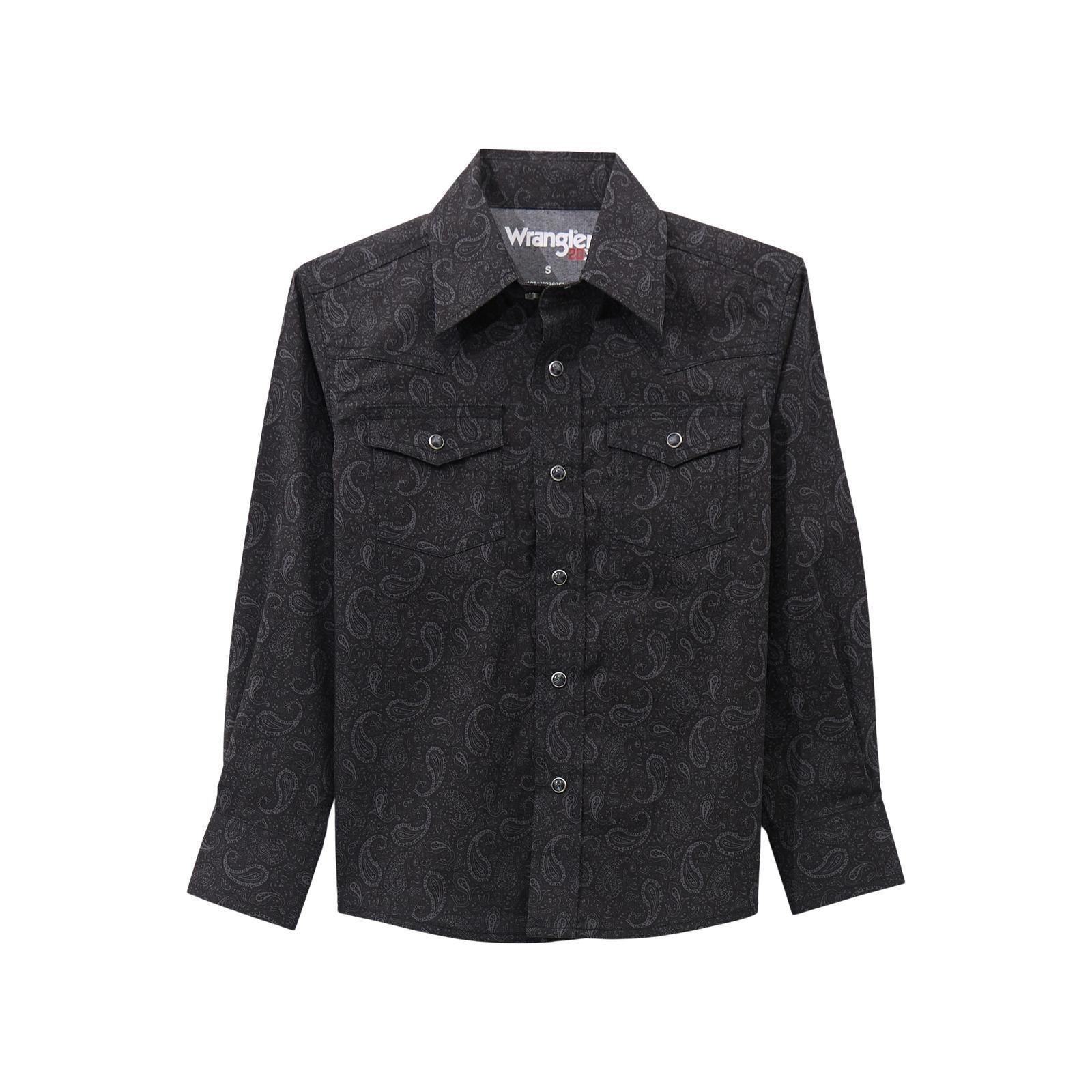 Wrangler Boy's 20X Competition Advanced Comfort Long Sleeve Shirt Black weis-western-wear