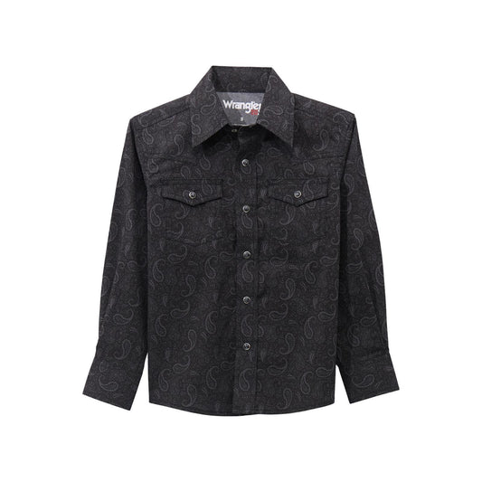 Wrangler Boy's 20X Competition Advanced Comfort Long Sleeve Shirt Black weis-western-wear