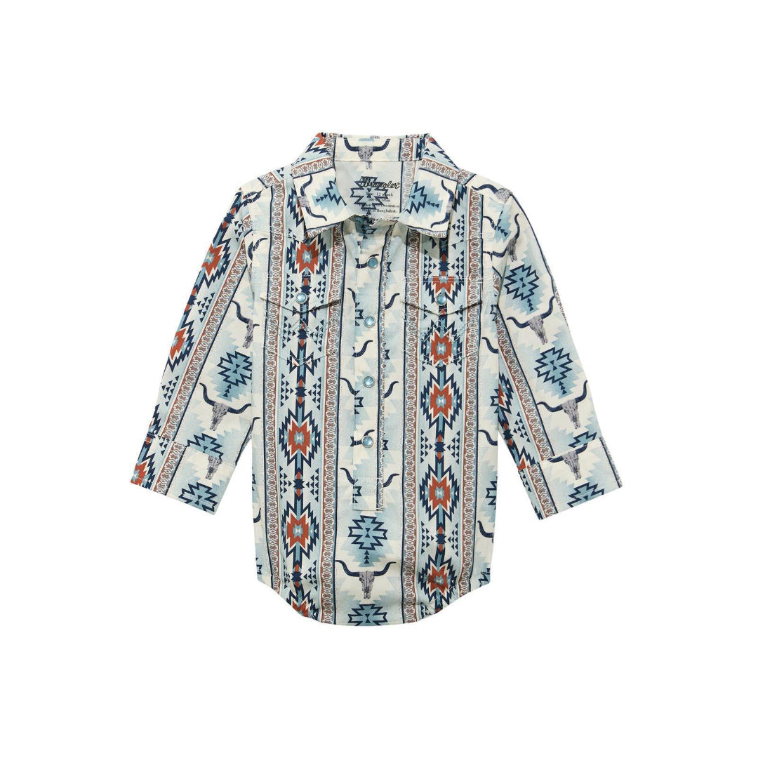 Wrangler Baby Boy Long Sleeve Bodysuit - Brown Multi weis-western-wear
