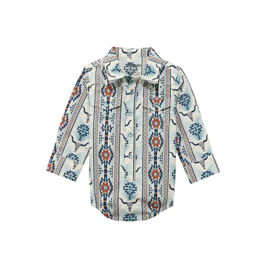 Wrangler Baby Boy Long Sleeve Bodysuit - Brown Multi weis-western-wear