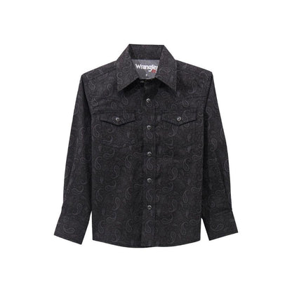 Wrangler Boy's 20X Competition Advanced Comfort Long Sleeve Shirt Black weis-western-wear