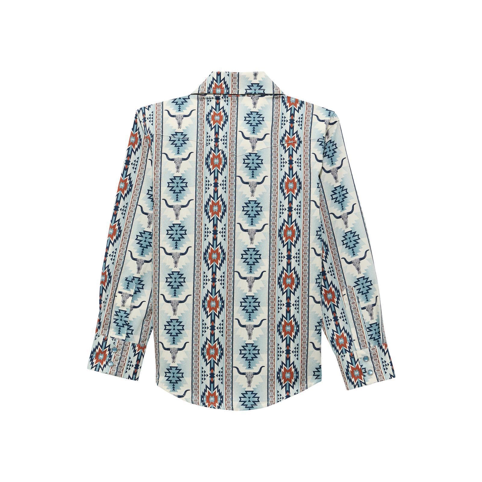 Wrangler Boy's Checotah Long Sleeve Shirt - Grey Multi weis-western-wear