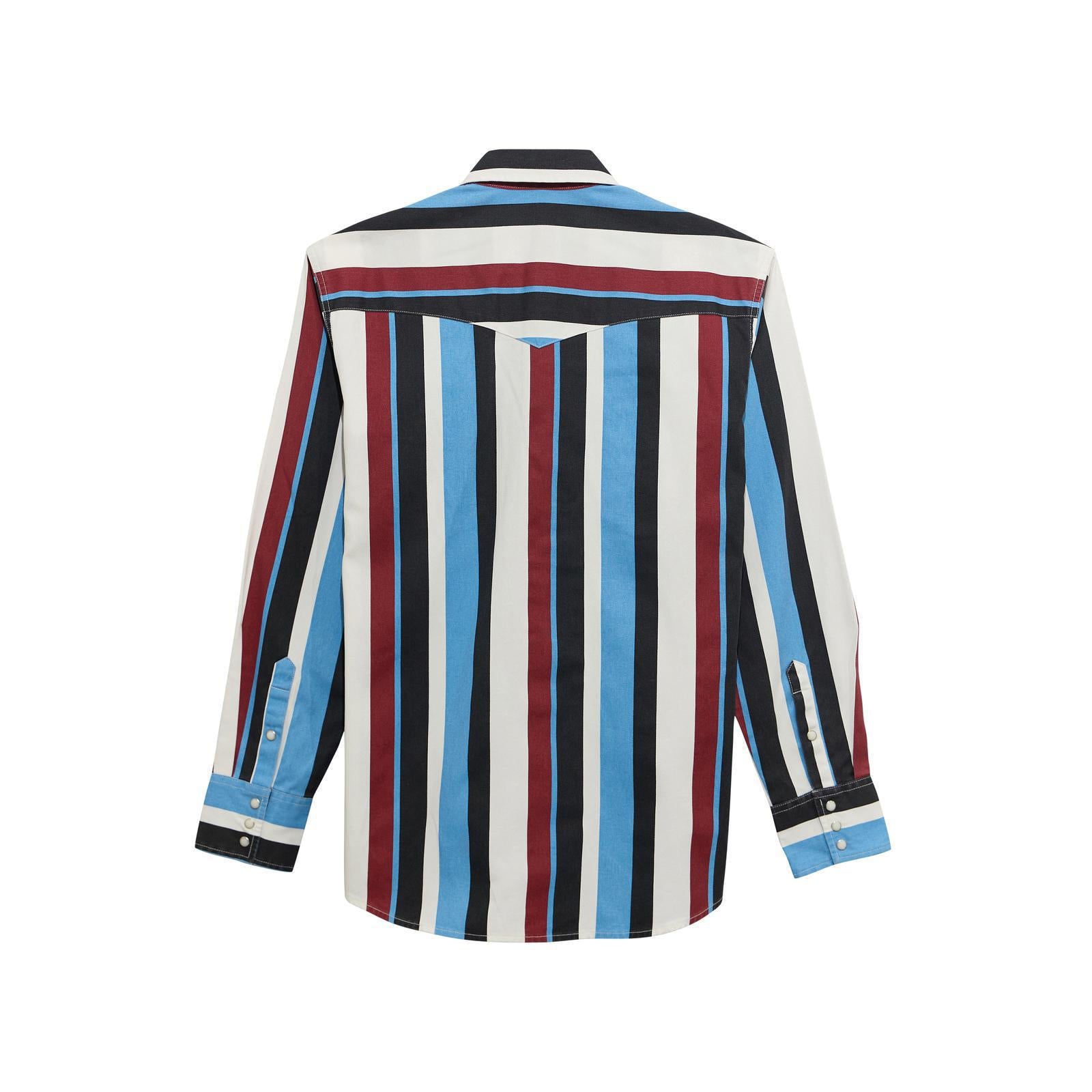 Wrangler Boy's Vintage Brushpopper Long Sleeve Shirt In Blue Multi weis-western-wear