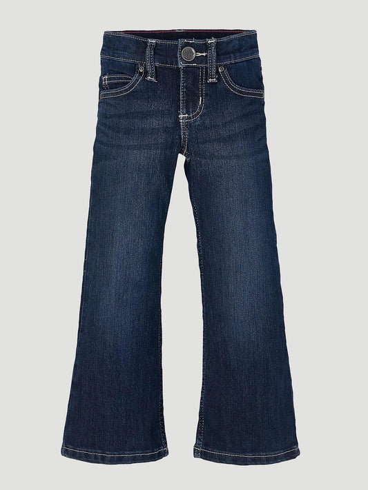 Wrangler Girl's Premium Patch Bootcut Jean In Dark Blue