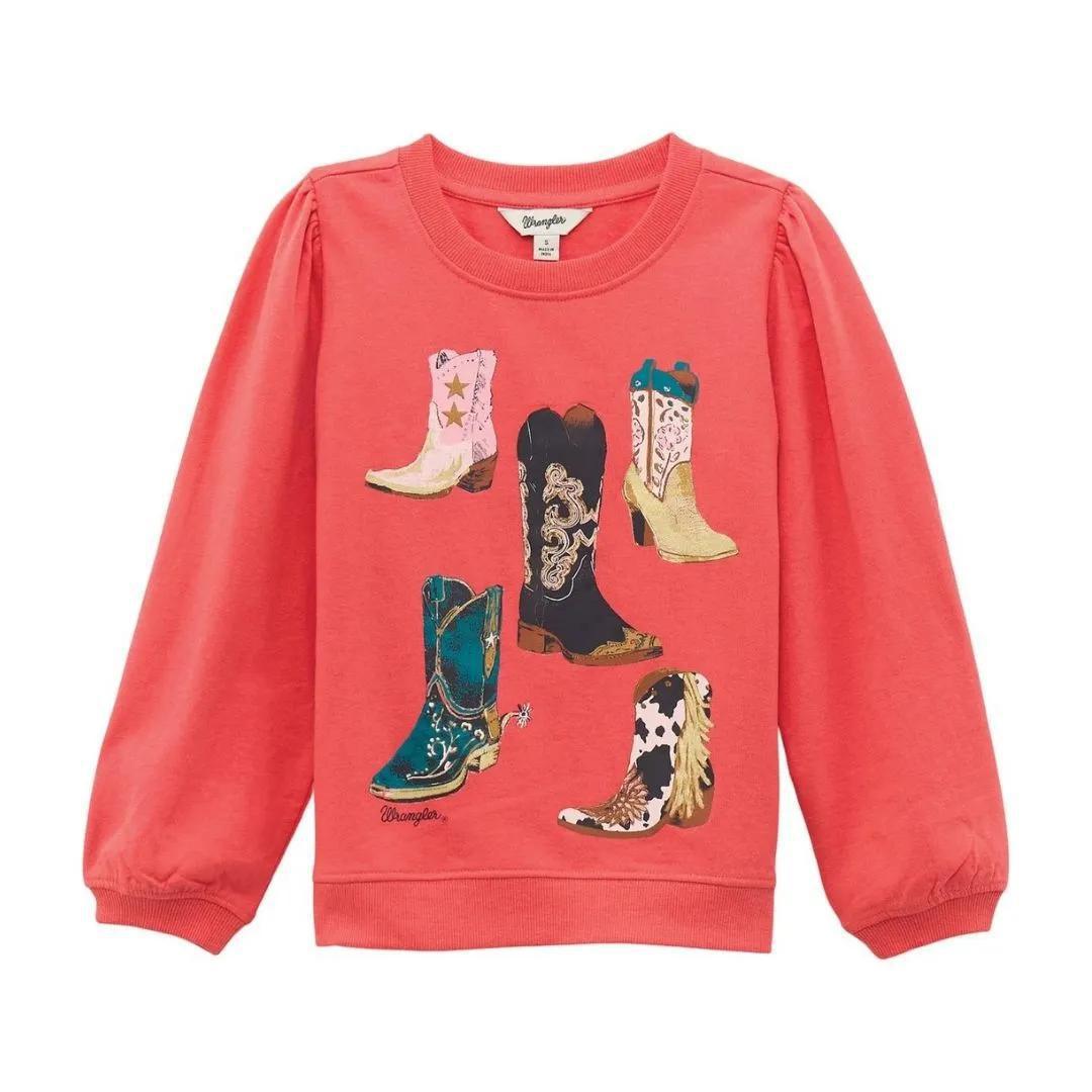 Wrangler Girl's Sweatshirt Crew - Pink weis-western-wear