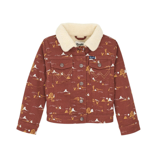 Wrangler Girls Western Sherpa Lined Jacket - Burgundy