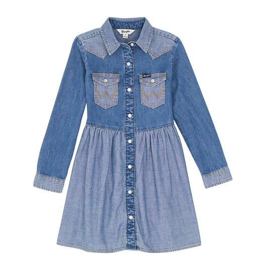 Wrangler Girls Western Snap Denim Dress weis-western-wear