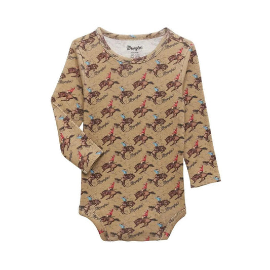 Wrangler Infant Boy Woven Snap Onesie Tan