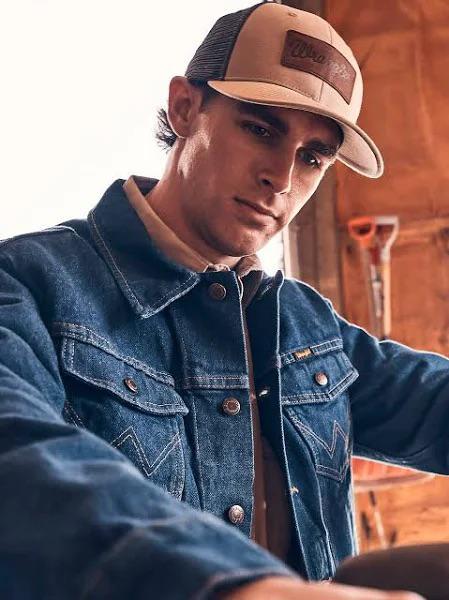 Wrangler Legend Baseball Cap- Logo Leather Patch weis-western-wear