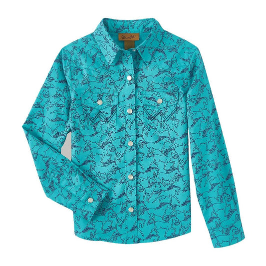 Wrangler Little Girl's Western Snap Long Sleeve Shirt