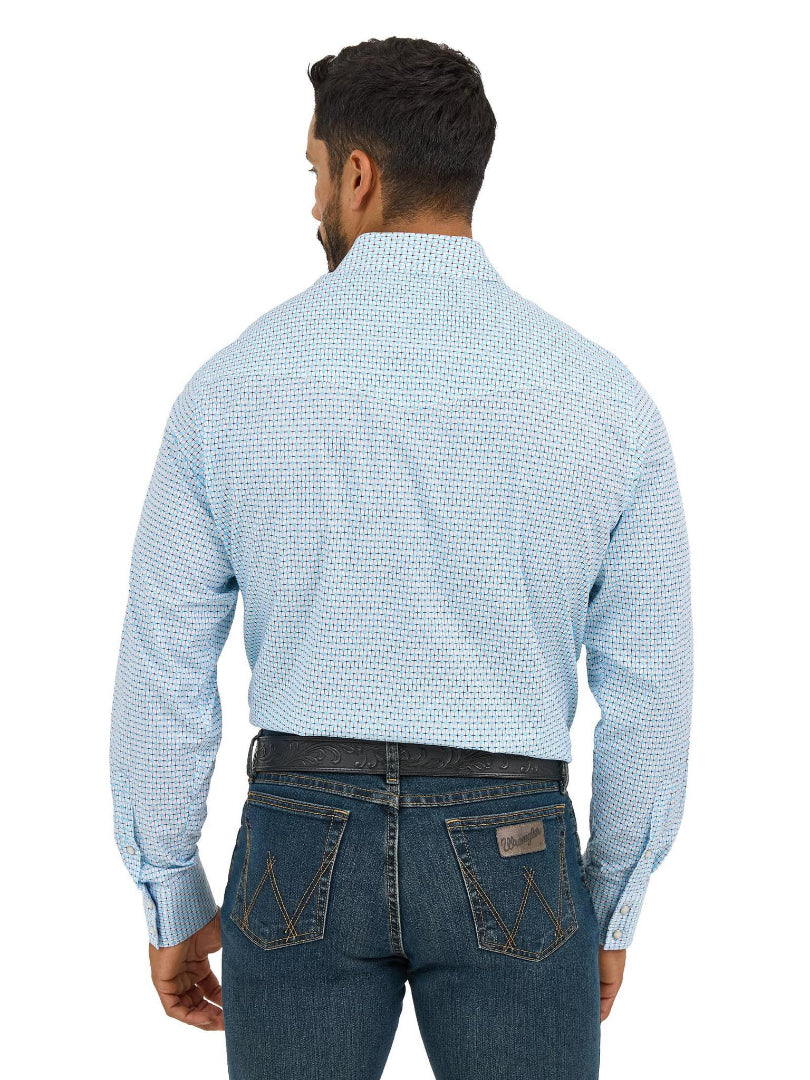 Wrangler Men's 20X Competition Advanced Comfort Long Sleeve Shirt- Classic Fit Turquoise