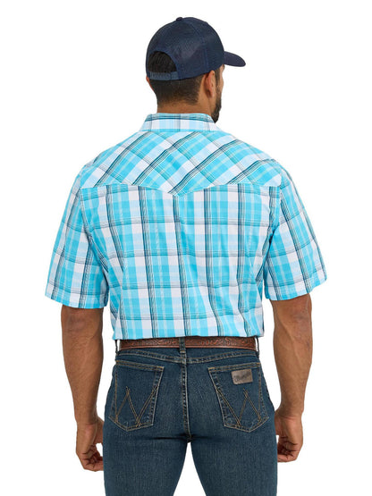 Wrangler Men's 20X Competition Advanced Comfort Short Sleeve Shirt- Classic Fit Turquoise