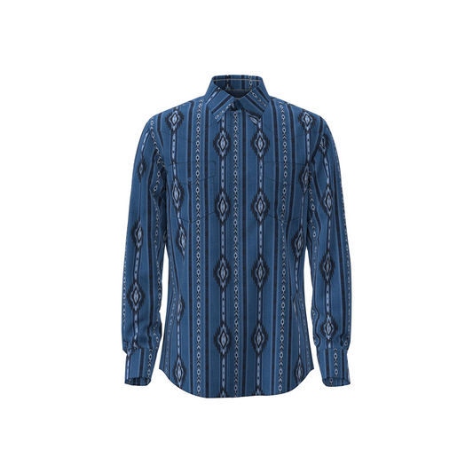 Wrangler Men's Checotah Long Sleeve Shirt Denim Blue