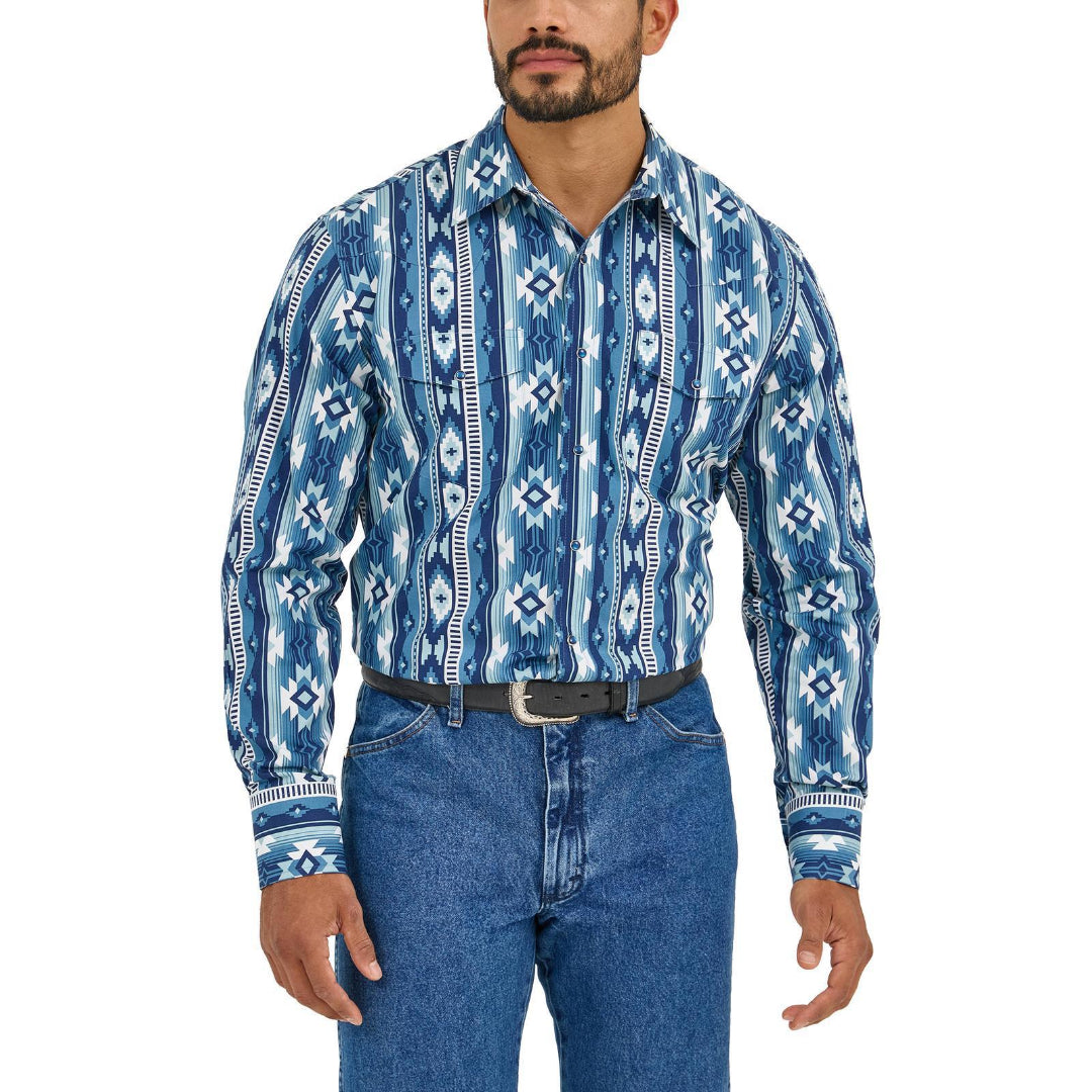 Wrangler Men's Checotah Western Long Sleeve Shirt- Classic Fit