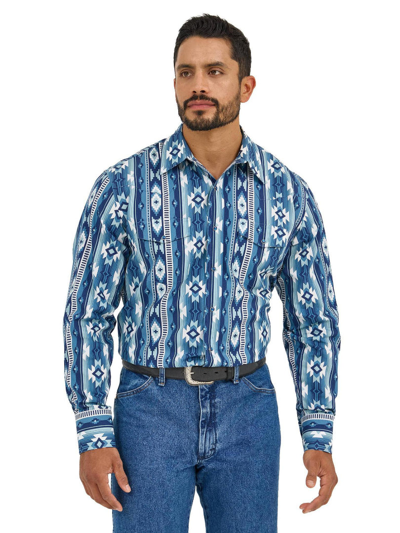 Wrangler Men's Checotah Western Long Sleeve Shirt- Classic Fit