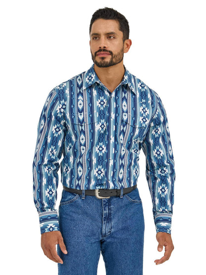 Wrangler Men's Checotah Western Long Sleeve Shirt- Classic Fit