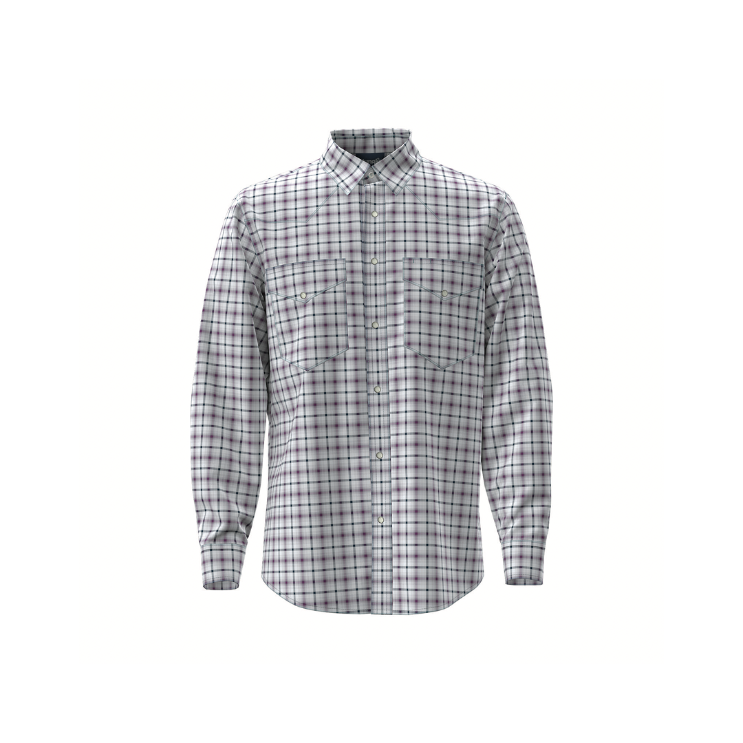 Wrangler Men's Classic Fit Long Sleeve Snap Shirt Purple weis-western-wear
