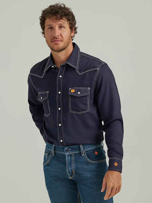 Wrangler Men's Flame Resistant 20X Western Snap Solid Shirt