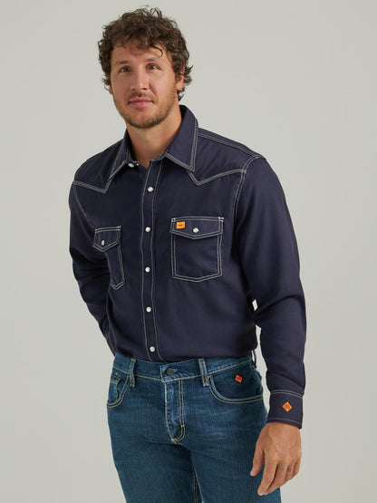 Wrangler Men's Flame Resistant 20X Western Snap Solid Shirt weis-western-wear